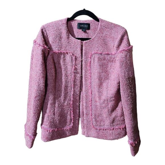 CARLISLE COLLECTION NWT Musee  Pink Tweed Fringe Jacket - Size 4 - Picture 2 of 9